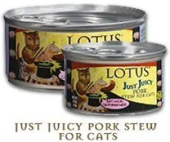Lotus Just Juicy Stew Pork Canned Cat Food - 5.3 Oz - Case of 24