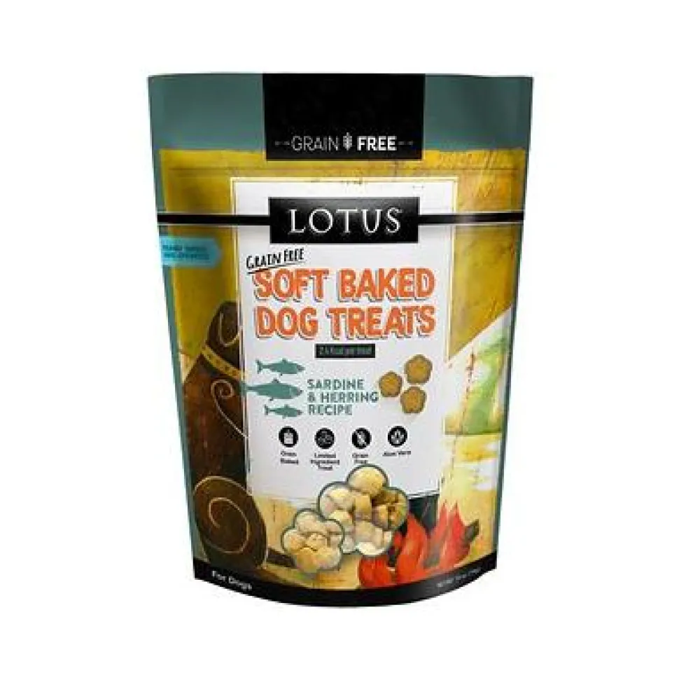 Lotus Soft Baked Grain-Free Dog Treats Sardine Herring - 10 Oz
