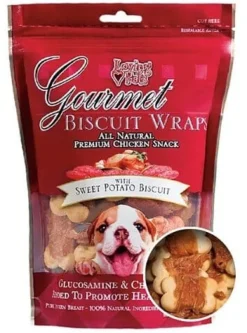 Loving Pets Gourmet Biscuit Wraps with Glucosamine & Chondroitin Natural Dog Chews - Sweet Potato and Chicken - 8 Oz