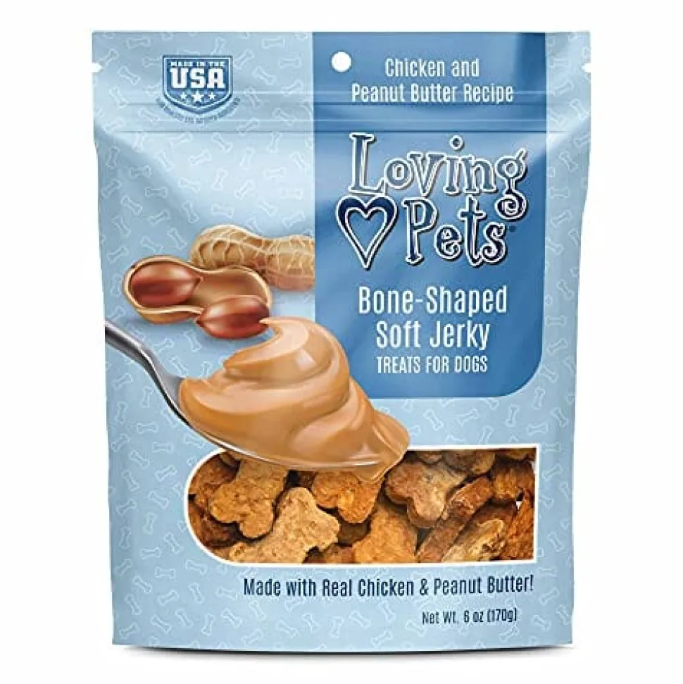 Loving Pets Soft Jerky Bones Soft and Chewy Dog Treats - Chicken and Peanut - 6 Oz