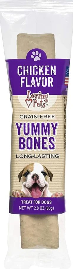 Loving Pets Yummy Bone Flavor Filled Bone Singles Natural Dog Chews - Chicken - 2.8 Oz - 15 Pack
