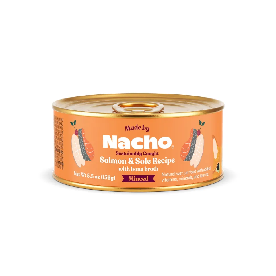 Made by Nacho Salmon and Sole Minced in Bone Broth Canned Cat Food - 5.5 Oz - Case of 24