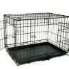 Mclovin's Pet Double Door Folding Metal Dog Crate - Black - 24" Inches