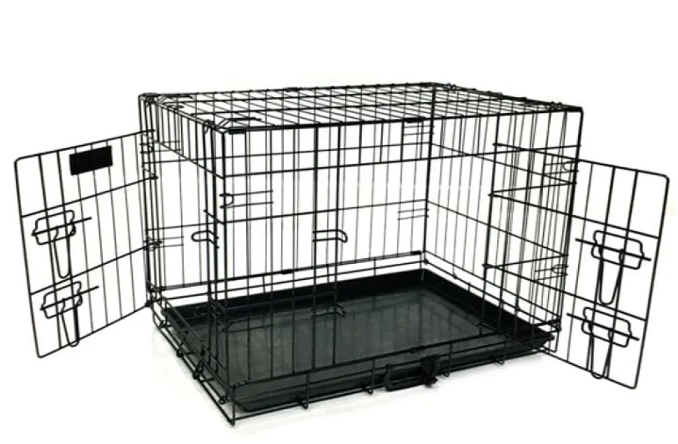 Mclovin's Pet Double Door Folding Metal Dog Crate - Black - 24" Inches