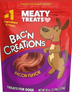 Meaty Treats Bac'N Creations Soft and Chewy Dog Treats - Bacon - 40 Oz