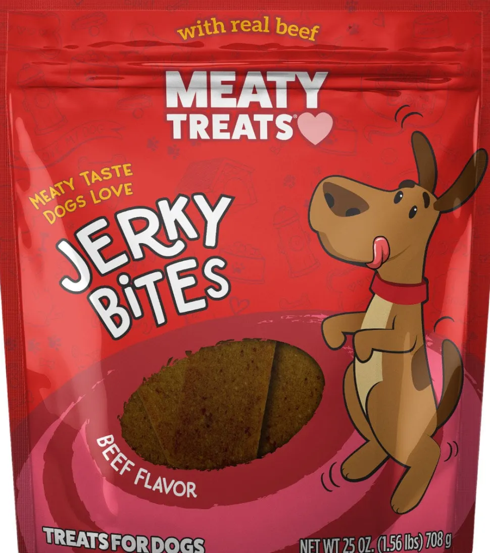 Meaty Treats Jerky Bites Soft and Chewy Dog Treats - Beef/Pepperoni - 25 Oz
