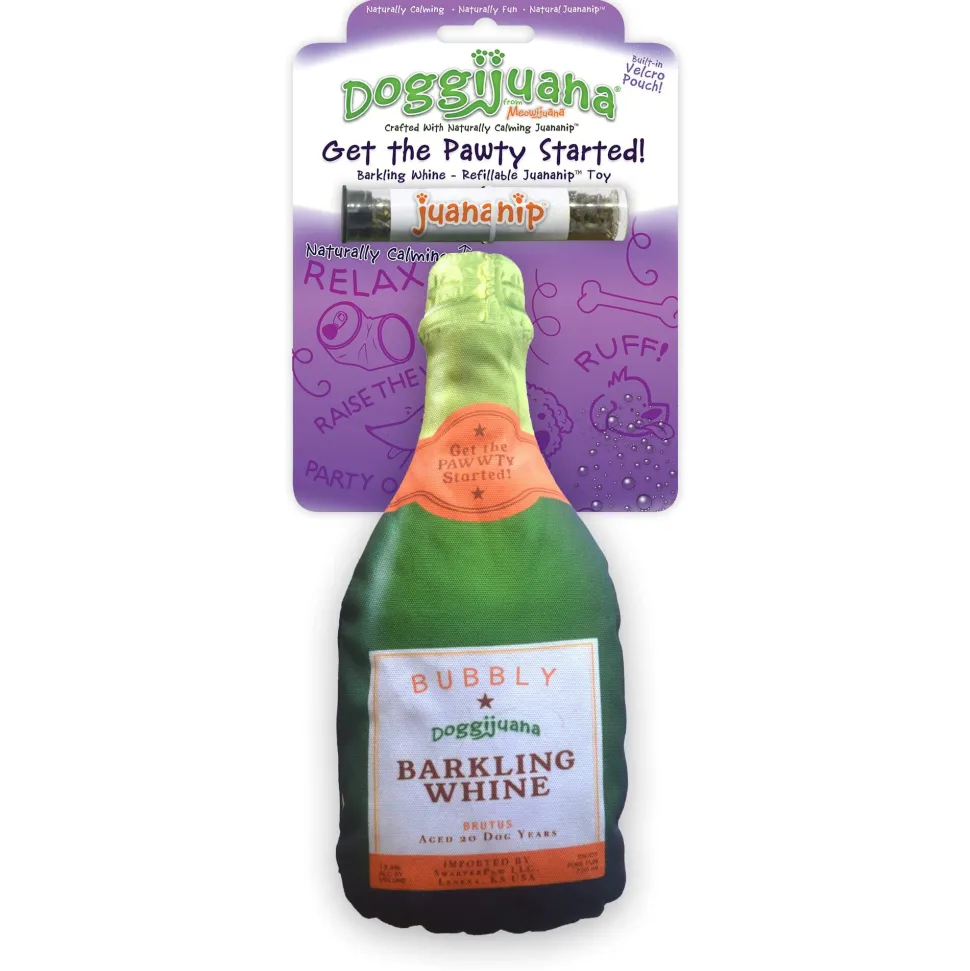 Meowijuana Doggijuana Get the Pawty Started Champagne Bottle Juananip Dog Toy