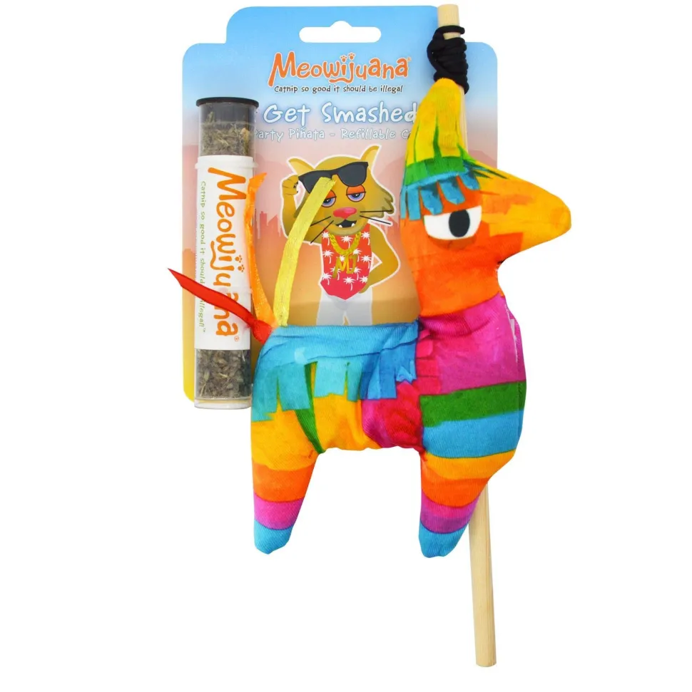 Meowijuana Get Smashed Llama Pinata Wand Refillable Catnip Cat Toy