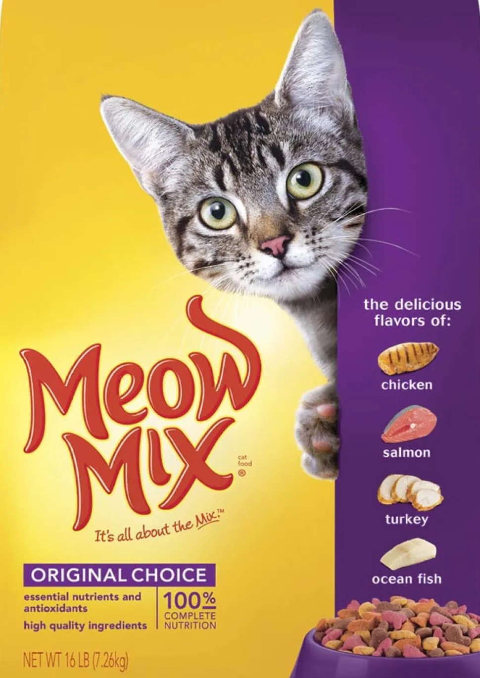 Meow-Mix Original Choice Dry Cat Food Chicken, Turkey, Salmon & Ocean Fish - 16 lb