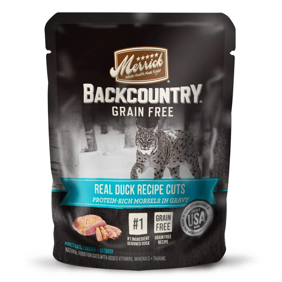 Merrick 'Backcountry' Grain-Free Duck Real Cuts Recipe Wet Cat Food - 3 oz Pouches - Case of 24
