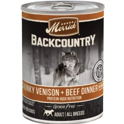 Merrick 'Backcountry' Grain-Free Chunky Venison & Beef Canned Wet Dog Food- 12.7 oz Cans - Case of 12