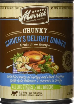 Merrick Classic Grain-Free Chunky Carver's Delight Chicken in Gravy Canned Dog Food - 12.7 Oz - Case of 12