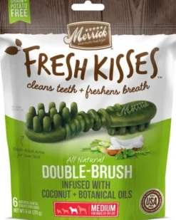 Merrick Fresh Kisses Coconut Oil and Botanicals Medium Brush Dog Dental Chews - 6 Count - 6 Oz