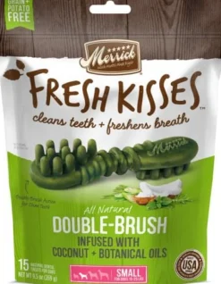 Merrick Fresh Kisses Coconut Oil and Botanicals Small Brush Dog Dental Chews - 15 Count