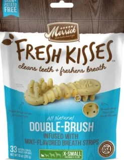 Merrick Fresh Kisses Mint Breath Strips Extra Small Brush Dog Dental Chews - 33 Count