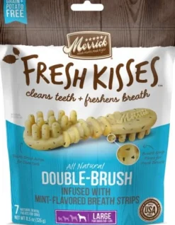 Merrick Fresh Kisses Mint Breath Strips Large Brush Dog Dental Chews - 7 Count - 11.5 Oz