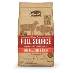 Merrick Full Source Grain Free Raw-Coated Kibble with Real Beef + Bison Dry Dog Food - 4 lb Bag