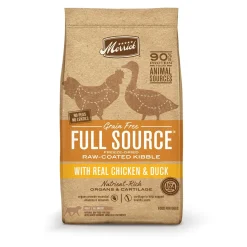 Merrick Full Source Grain Free Raw-Coated Kibble with Real Chicken + Duck Dry Dog Food - 10 lb Bag