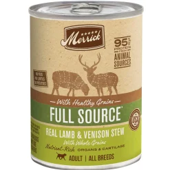 Merrick Full Source Healthy Grains Lamb and Venison Recipe Wet Canned Dog Food - 12/12.7 oz Cans - Case of 12