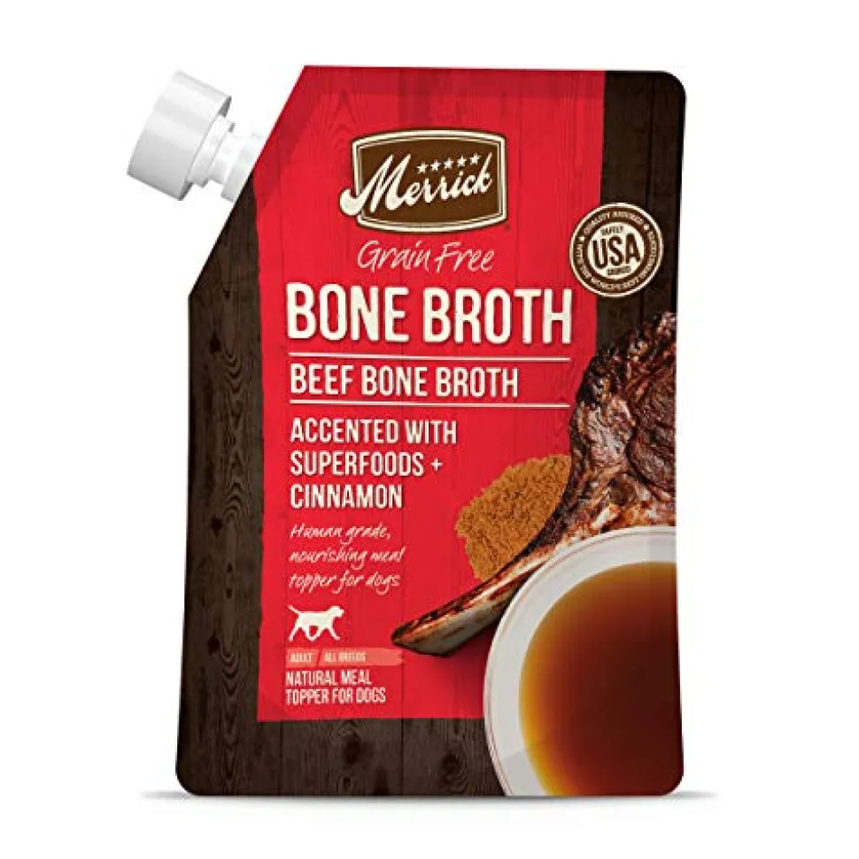 Merrick Grain-Free Beef Bone Broth Wet Dog Food Topper - 16 oz Pouch