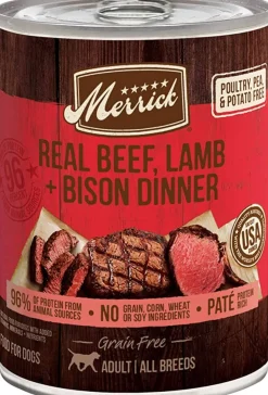 Merrick Grain-Free Real Beef Lamb and Buffalo Canned Dog Food - 12.7 Oz - Case of 12