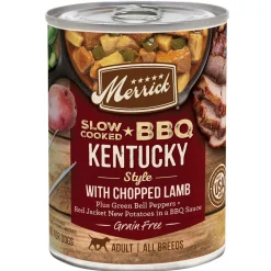 Merrick Grain-Free Slow Cooked BBQ Kent Style with Chopped Lamb Canned Wet Dog Food - 12.7 oz Cans - Case of 12