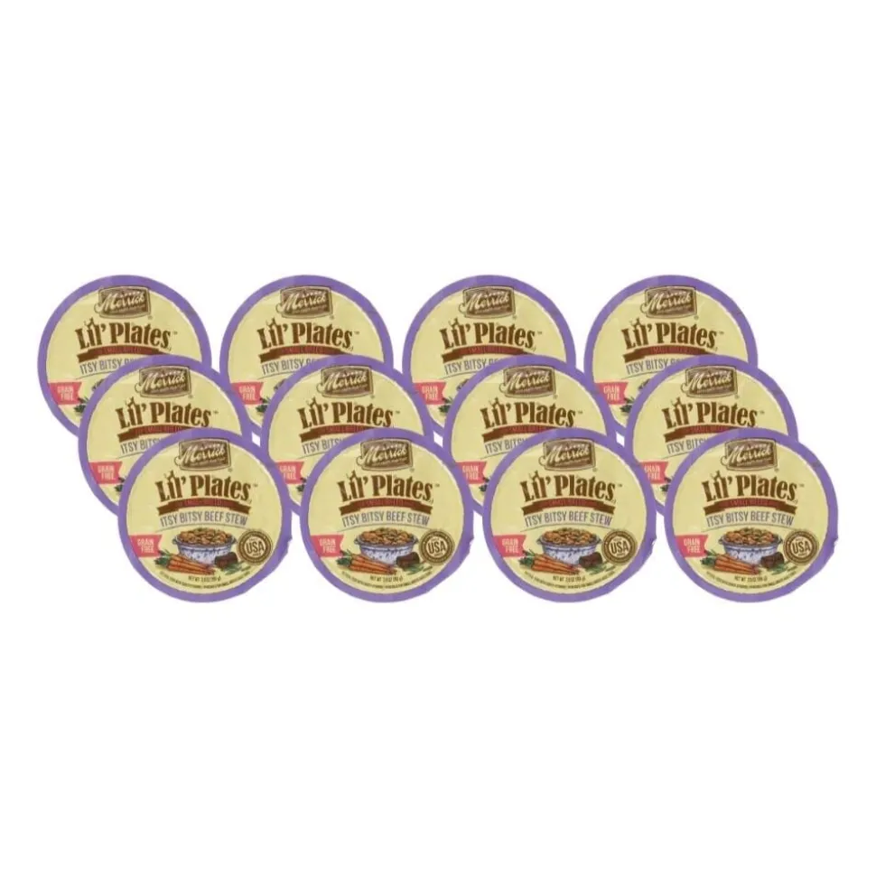 Merrick Lil' Plates Grain-Free Small-Breed Itsy Bitsy Beef Wet Dog Food - 3.5 Oz Trays - Case of 12