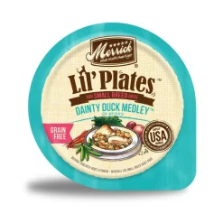Merrick Lil' Plates Grain-Free Lil' Tubs Dainty Duck Medley Small Breed Dog Food - 3.5 oz Tubs - Case of 12