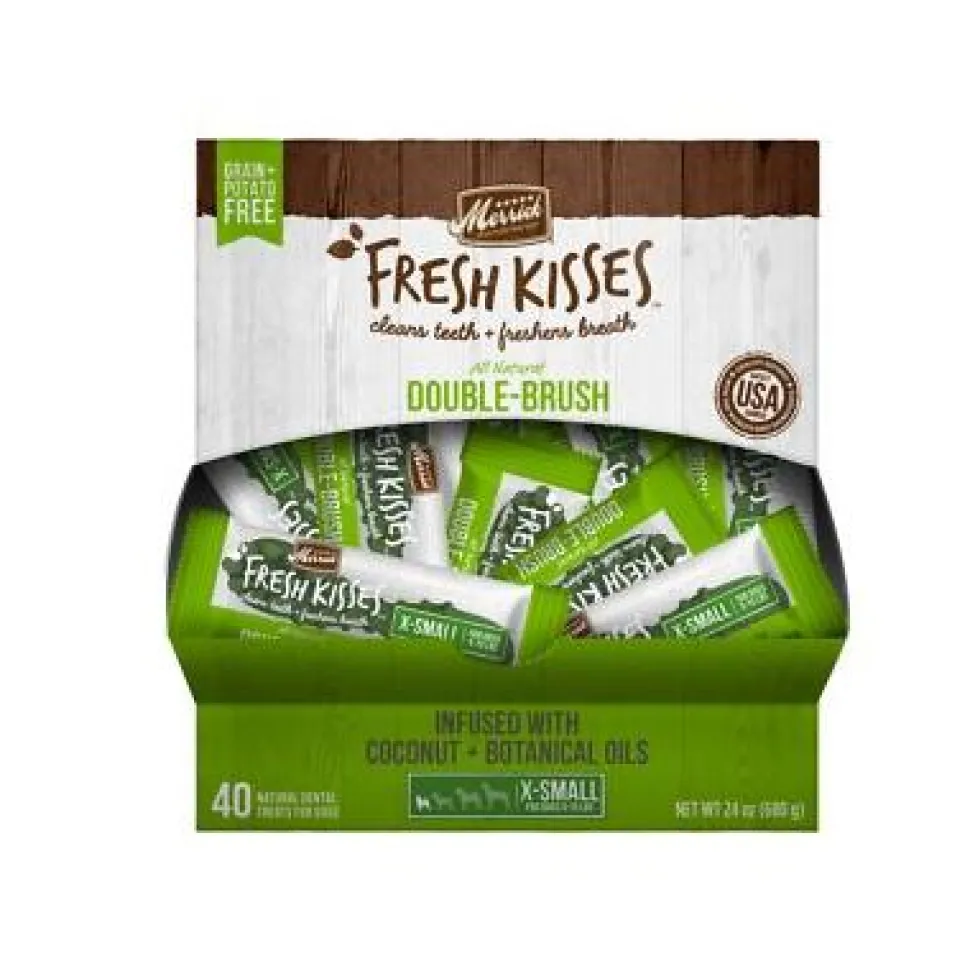 Merrick Treats Coconut Oil + Botanicals X-Small Brush Dog Dental Chews - Single Serve Box (40 ct)