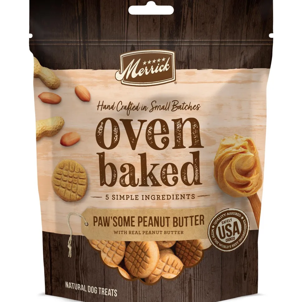 Merrick Treats Oven Baked Paw'some Peanut Butter with Real Peanut Butter Baked Dog Treats - 11 oz