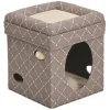 Midwest Curious Mushroom Cube Condo Cat Furniture - Gray - 16.5" X 16.5" X 16.5" Inches
