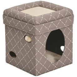 Midwest Curious Mushroom Cube Condo Cat Furniture - Gray - 16.5" X 16.5" X 16.5" Inches