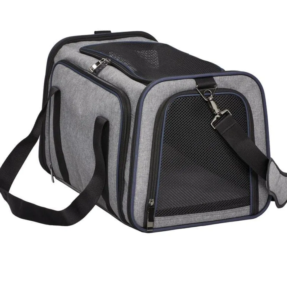 Midwest Duffy Expandable Travel Pet Carrier - Gray - Large - 19.1" X 12.1" X 12.2" Inches