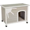 Midwest Eillo Folding Outdoor Wooden Dog House - Gray/White - Small - 21.7" X 33.6" X 25.3" Inches