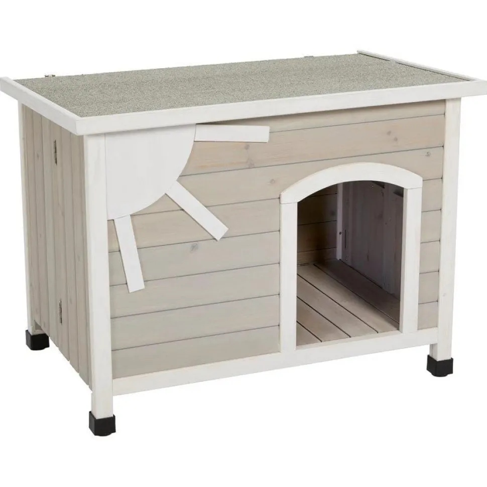 Midwest Eillo Folding Outdoor Wooden Dog House - Gray/White - Small - 21.7" X 33.6" X 25.3" Inches