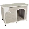 Midwest Eillo Folding Outdoor Wooden Dog House - Gray/White - Large - 28.9" X 45.1" X 33.1" Inches