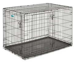 Midwest I-Crate Double Door Metal Folding Dog Crate with Divider Panel - 48" X 30" X 33" Inches