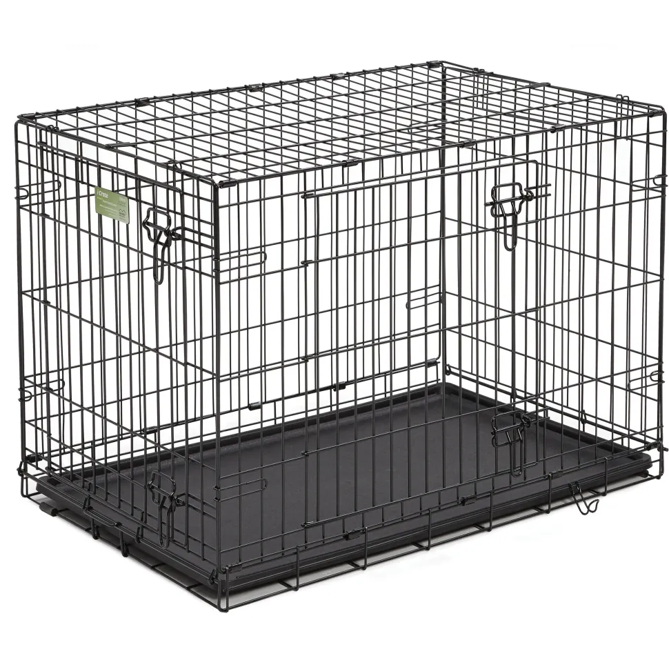 Midwest I-Crate Double Door Metal Folding Dog Crate with Divider Panel - 36" X 23" X 25" Inches
