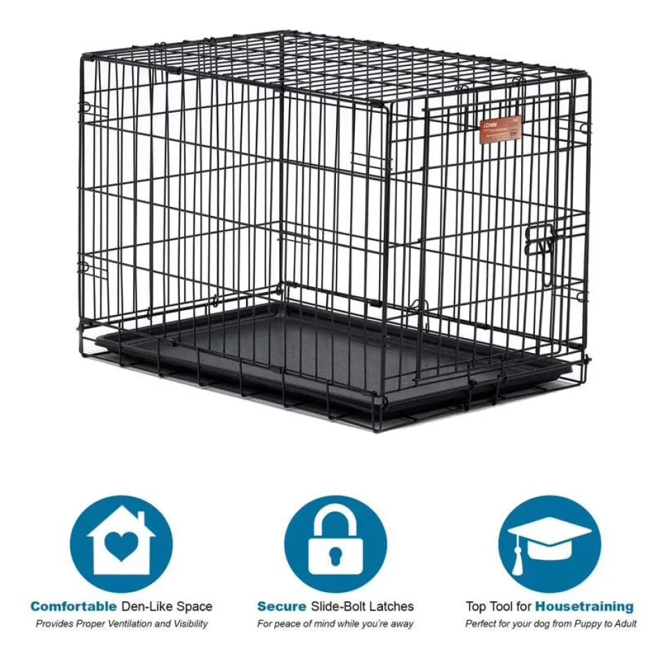 Midwest I-Crate Single Door Metal Folding Dog Crate with Divider Panel - 30" X 19" X 21" Inches