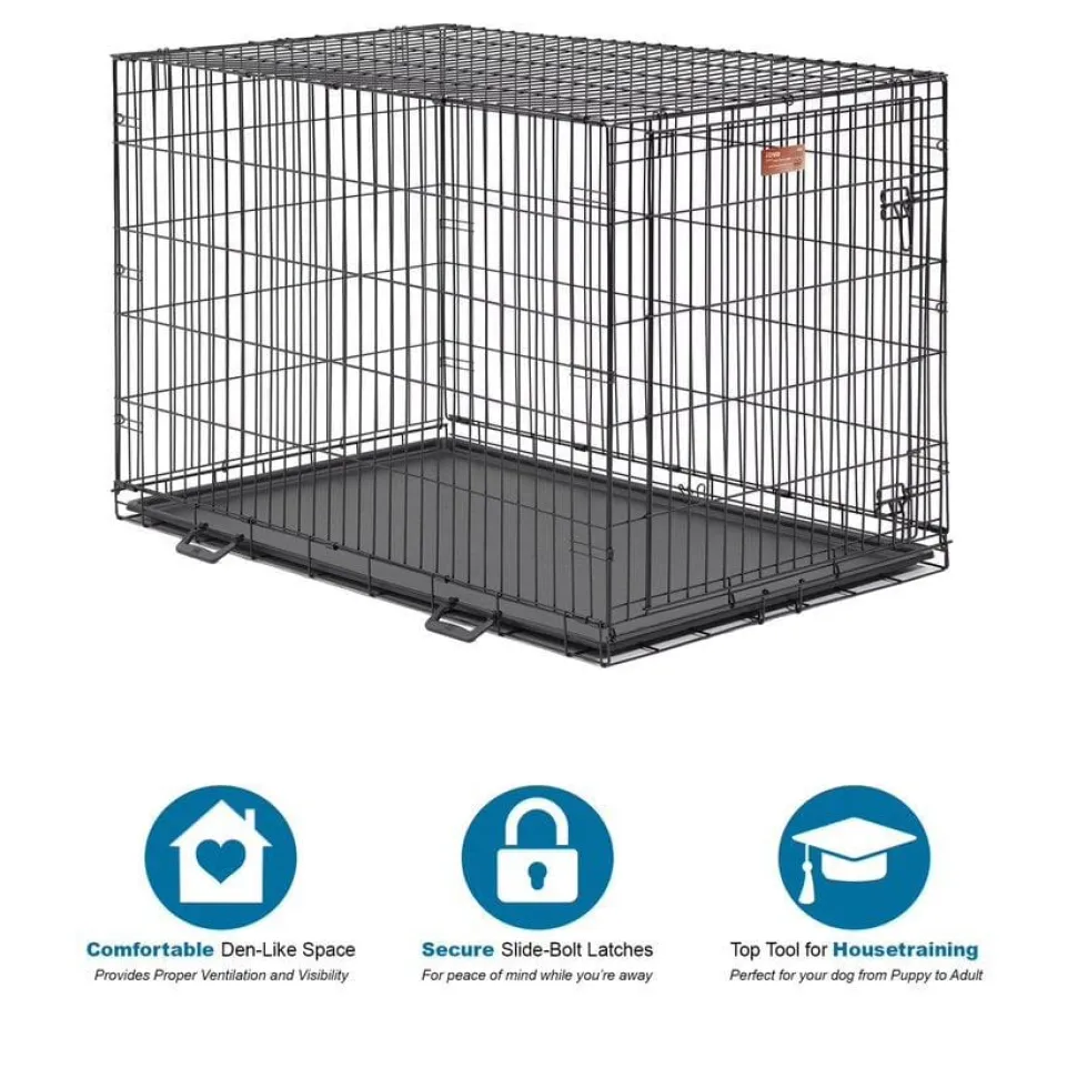 Midwest I-Crate Single Door Metal Folding Dog Crate with Divider Panel - 48" X 30" X 33" Inches