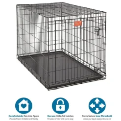 Midwest Lifestages Metal Folding Single Door Dog Crate with Divider - 48" X 30" X 33" Inches