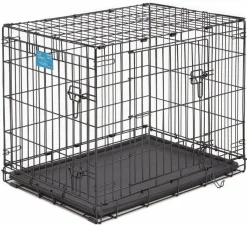 Midwest Lifestages Metal Folding Double Door Dog Crate with Divider - 30" X 21" X 24" Inches