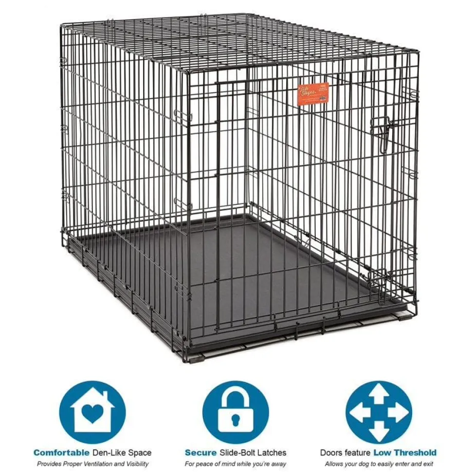 Midwest Lifestages Metal Folding Single Door Dog Crate with Divider - 42" X 28" X 31" Inches