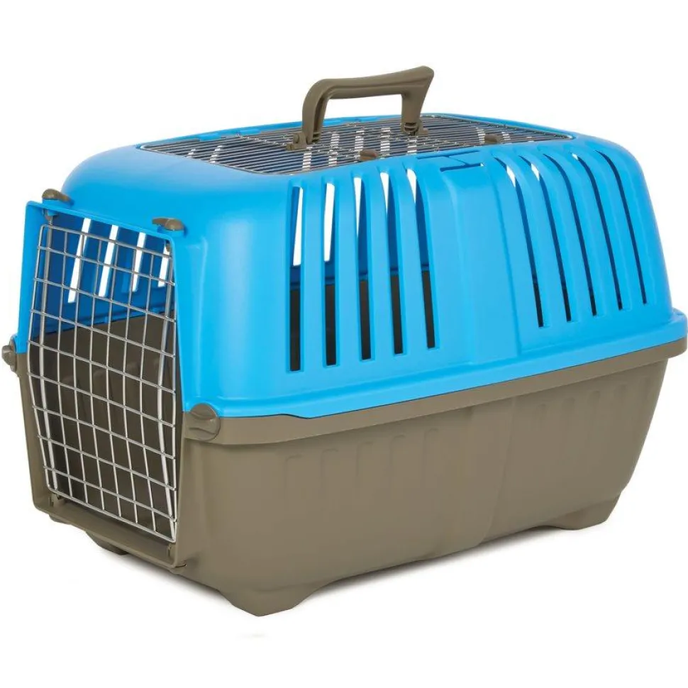 Midwest Spree Top Loading Double Door Travel Dog Kennel Carrier - Blue - 24" X 15.5" X 15" Inches