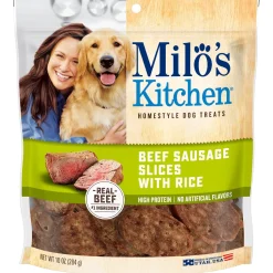 Milo's Kitchen Beef Sausage Slices with Rice Dog Treats - 10 Oz