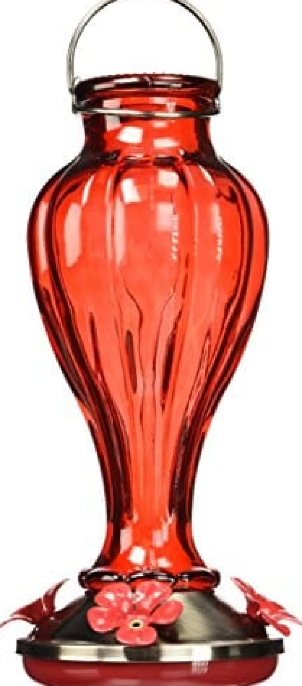 More Birds Blossom Glass Hummingbird Feeder - Red - 25 Oz Cap - 2 Pack