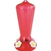 More Birds Hollyhock Plastic Hummingbird Feeder - Red - 25 Oz Cap