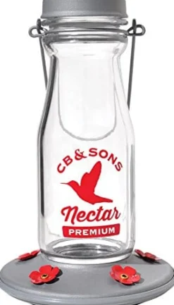 More Birds Jersey Glass Vintage Hummingbird Feeder - 18 Oz Cap