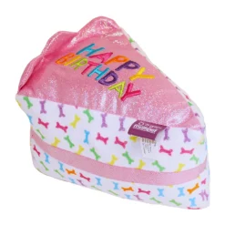 Multipet Birthday Cake Slice Crinkle and Squeak Dog Toy - Pink - 6" Inches