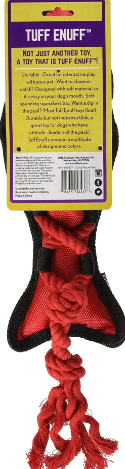 Multipet Cross-Ropes Fish Plush and Squeak Nylon Dog Toy - Assorted - 11.5" Inches